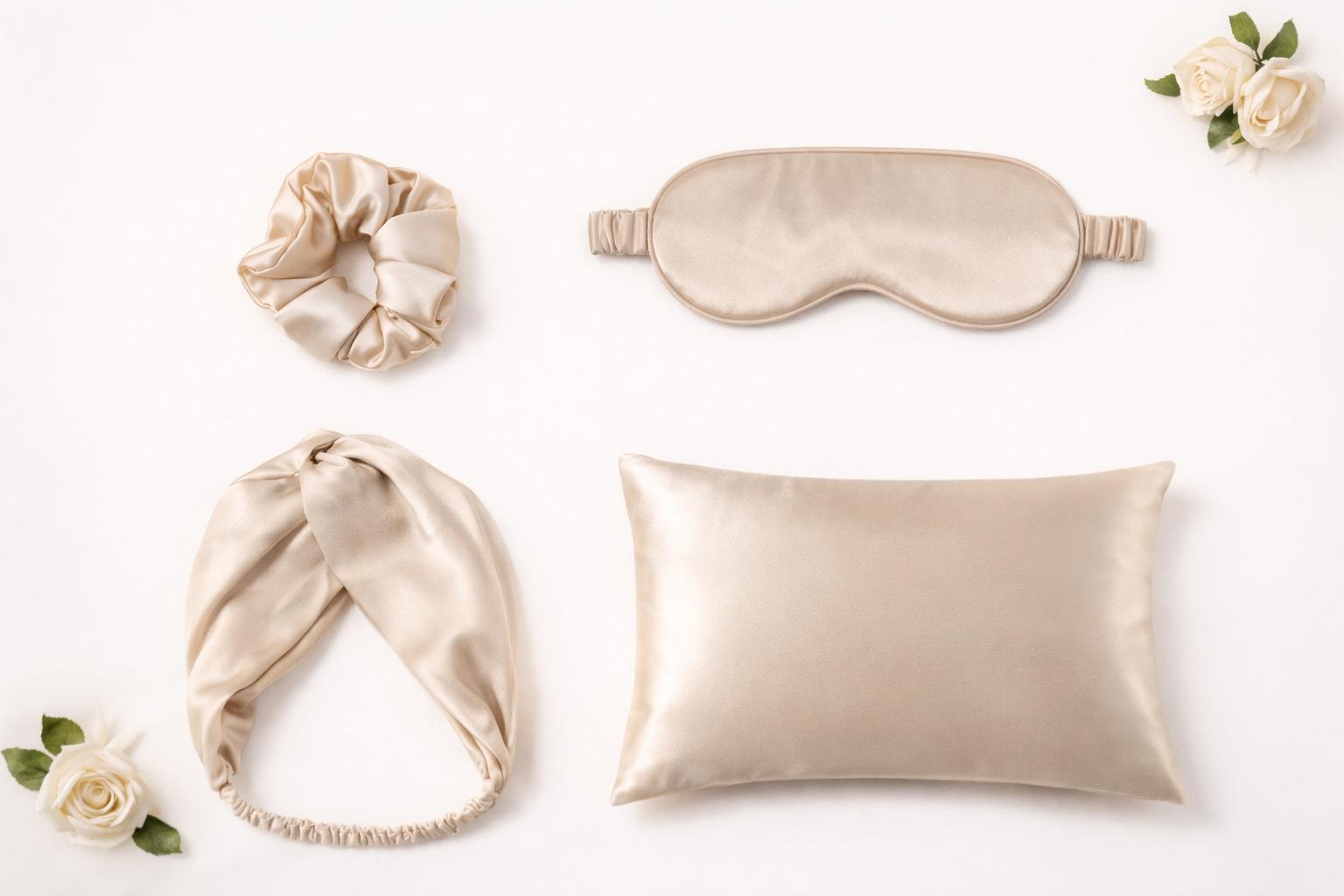 Comfortable Silk Sleep Set (Pillowcase, Eye Mask & Hair Accessories)